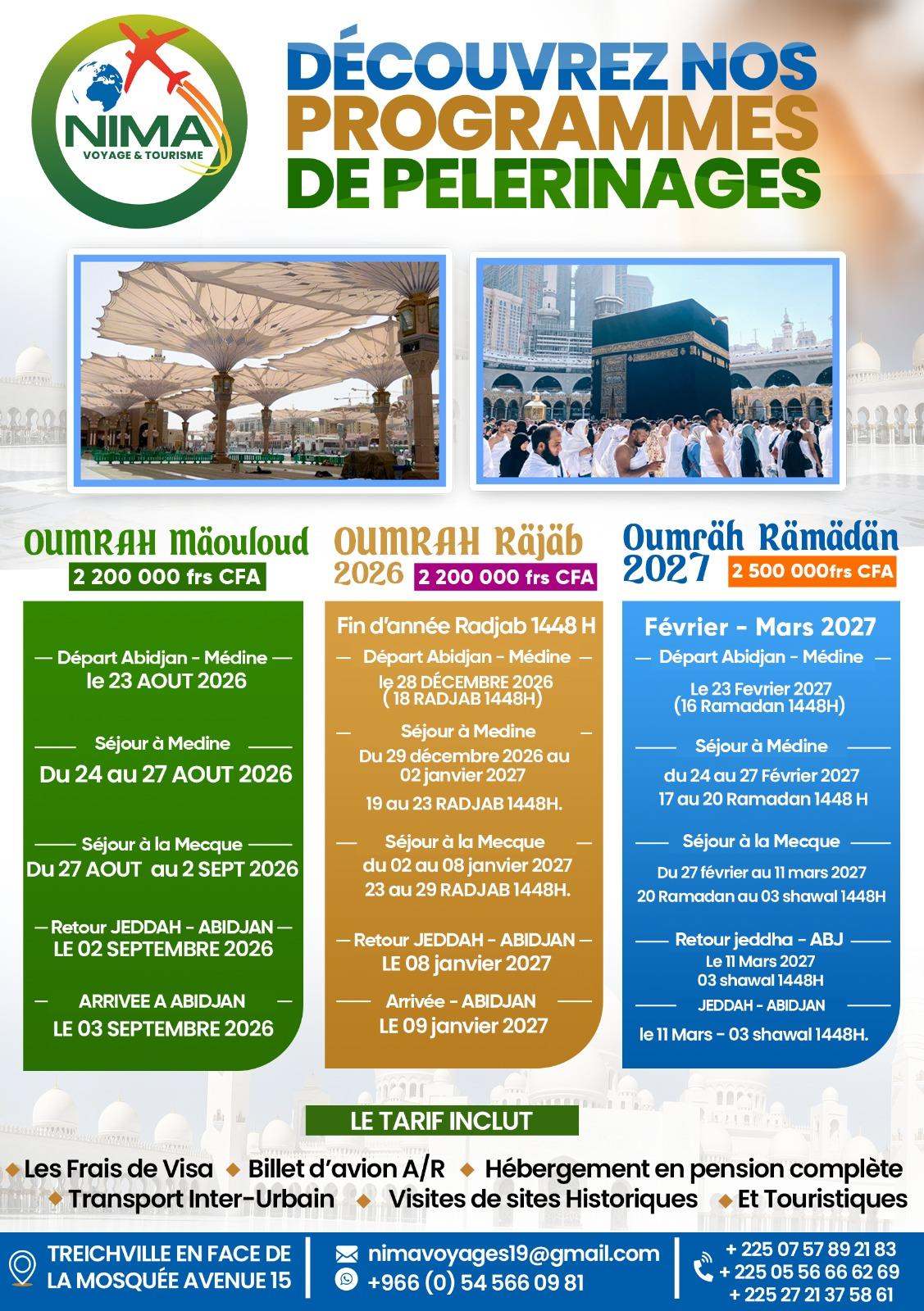 Programmes de pèlerinages Oumrah 2026 et Ramadan 2027